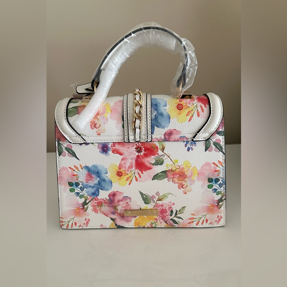 Aldo Floral Crossbody Bag - White and Pink - Picture 5 of 13